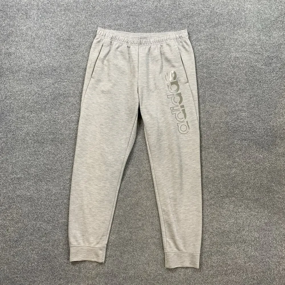 Adidas Joggers Mens L Large Ash Designed 2 Move Graphic Drawstring Track Pants